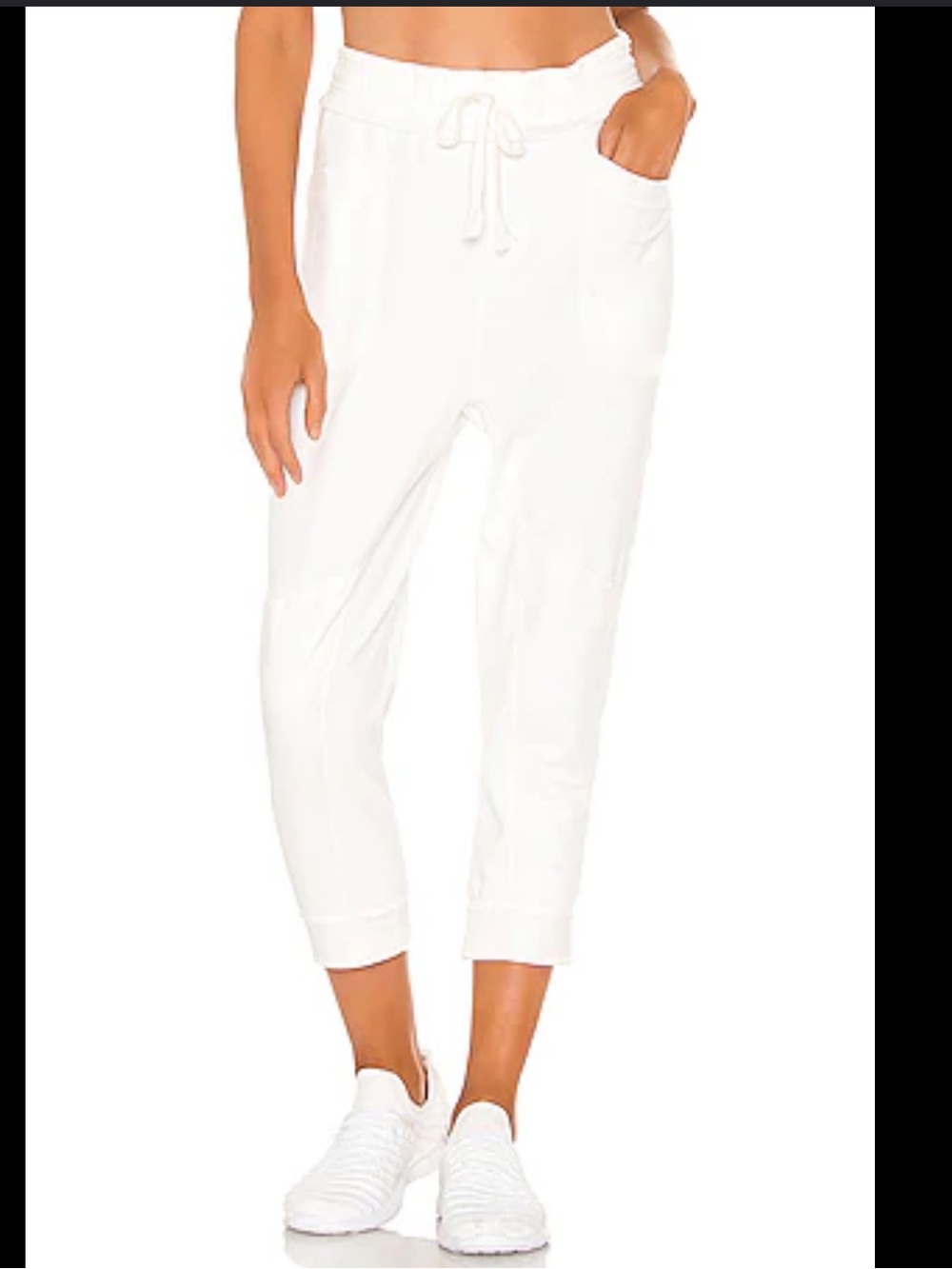 Women’s White Drawstring Jogger Pants